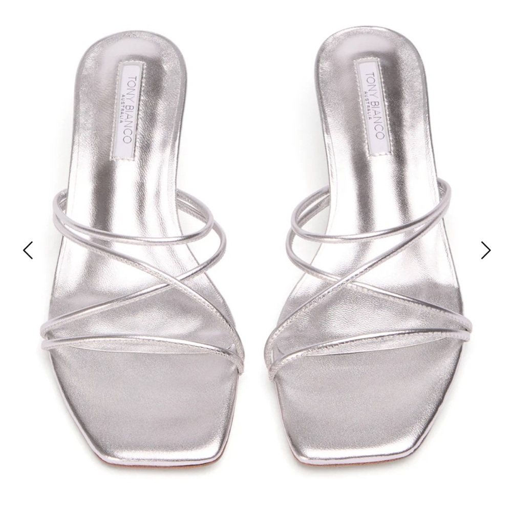 Tony Bianco Alicia Silver Nappa Metallic Mules